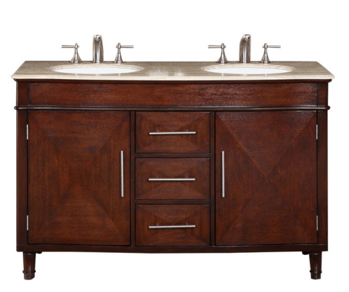 Silkroad 55" Traditional Double Sink Bathroom Vanity Vanity Silkroad Exclusive 