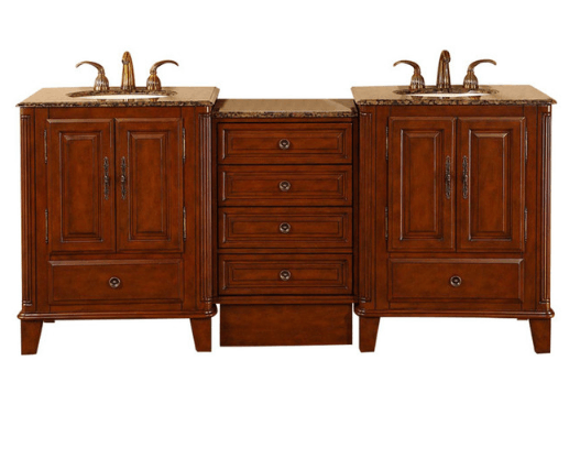 Silkroad 76" Transitional Double Sink Bathroom Vanity Vanity Silkroad Exclusive 