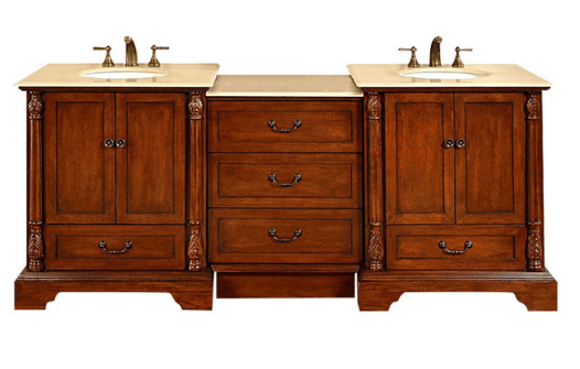 Silkroad 87" Transitional Double Sink Bathroom Vanity Vanity Silkroad Exclusive 