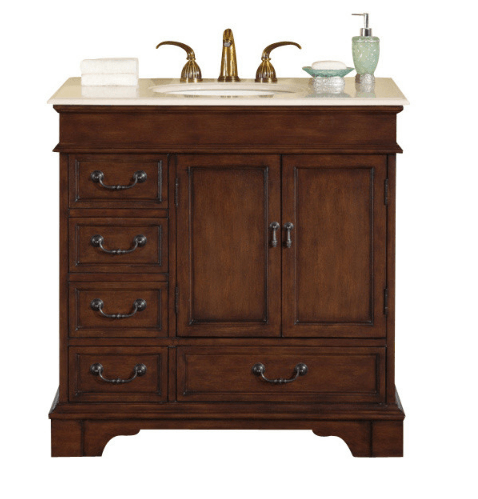 Silkroad 36" Transitional Single Sink Bathroom Vanity Vanity Silkroad Exclusive 