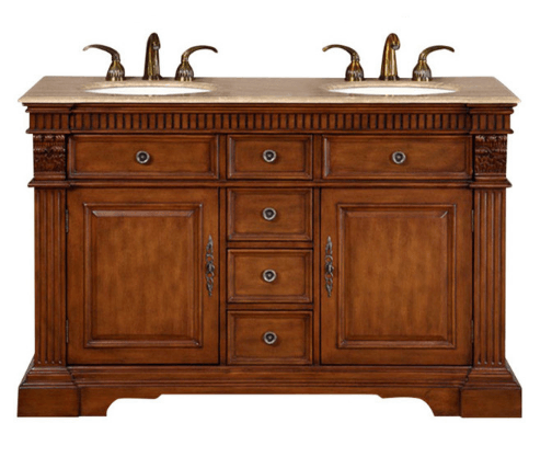 Silkroad 55" Traditional Double Sink Bathroom Vanity Vanity Silkroad Exclusive 