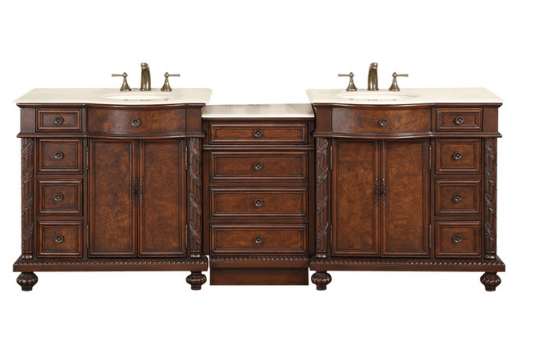 Silkroad 90.25" Traditional Double Sink Bathroom Vanity Vanity Silkroad Exclusive 