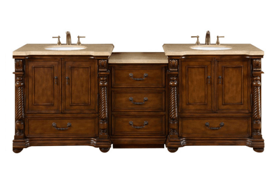 Silkroad 92" Transitional Double Sink Bathroom Vanity Vanity Silkroad Exclusive 