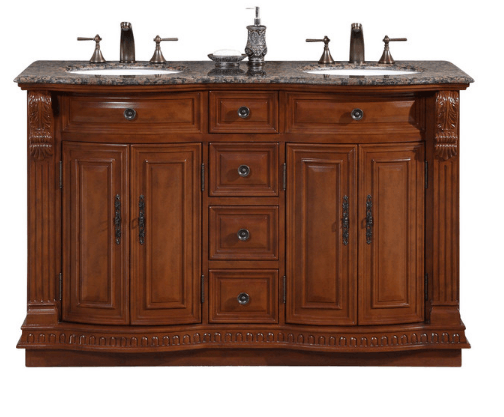 Silkroad 55" Transitional Double Sink Bathroom Vanity Vanity Silkroad Exclusive 