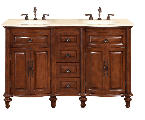 Silkroad 55" Transitional Double Sink Bathroom Vanity Vanity Silkroad Exclusive 