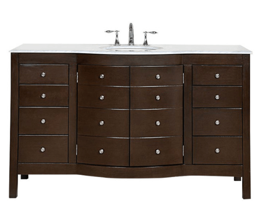 Silkroad 60" Transitional Single Sink Bathroom Vanity Vanity Silkroad Exclusive 