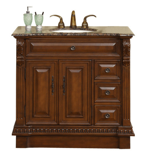 Silkroad 38" Traditional Single Sink Bathroom Vanity Vanity Silkroad Exclusive 