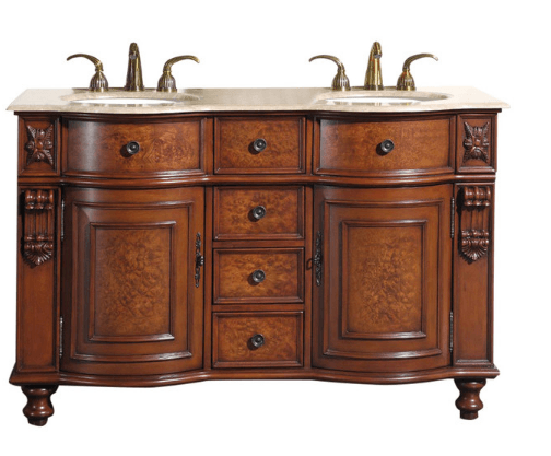 Silkroad 55" Transitional Double Sink Bathroom Vanity Vanity Silkroad Exclusive 