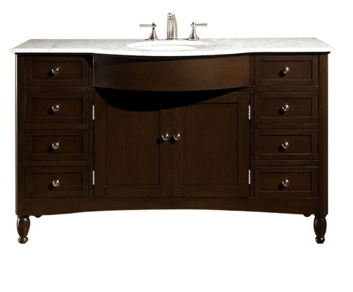 Silkroad 58" Modern Single Sink Bathroom Vanity Vanity Silkroad Exclusive 