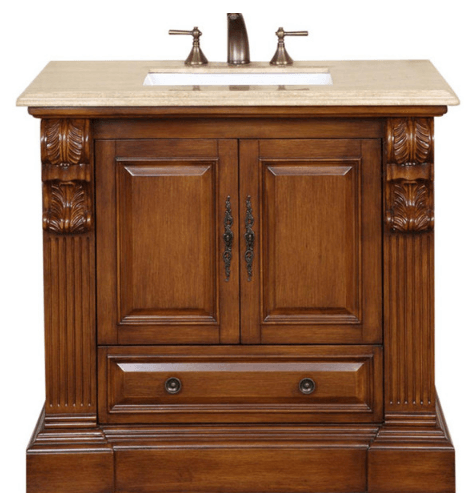 Silkroad 38.75" Transitional Single Sink Bathroom Vanity Vanity Silkroad Exclusive 