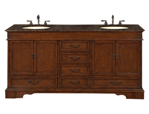 Silkroad 72" Traditional Double Sink Bathroom Vanity Vanity Silkroad Exclusive 