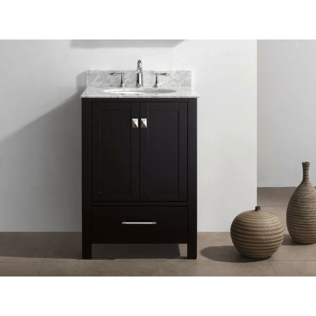 Eviva Aberdeen 24 Transitional Espresso Vanity with White Carrera Countertop Vanity Eviva 