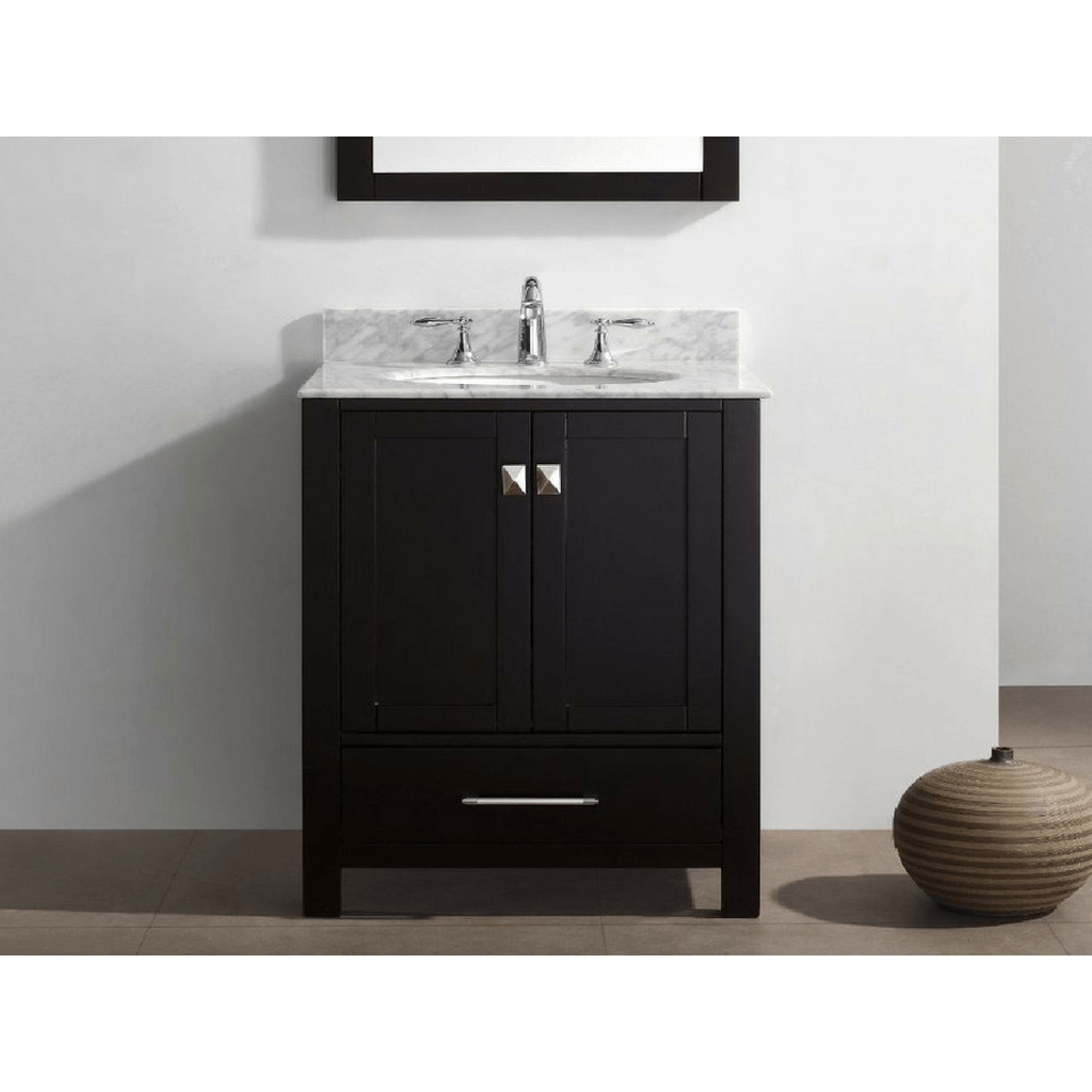 Eviva Aberdeen 30 Transitional Espresso Vanity with White Carrera Countertop Vanity Eviva 