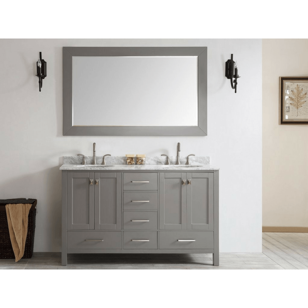 Eviva Aberdeen 72" Transitional Grey Vanity with White Carrera Countertop & Double Square Sinks Vanity Eviva 