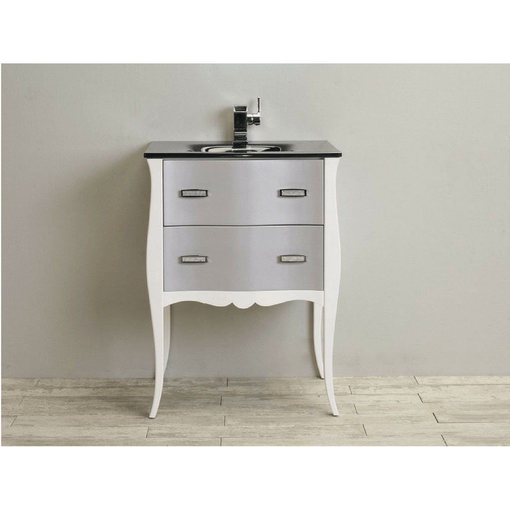 Eviva Aranjuez 24" Modern Bathroom Vanity Set w/ Integrated Sink White & Silver Vanity Eviva 