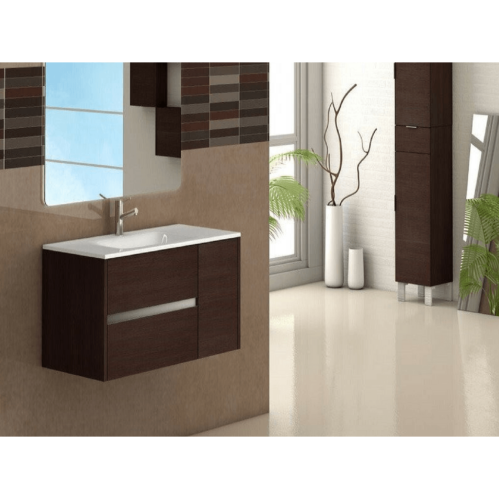 Eviva Aries® 32" Wenge Modern Vanity Wall Mount with White Integrated Porcelain sink Vanity Eviva 