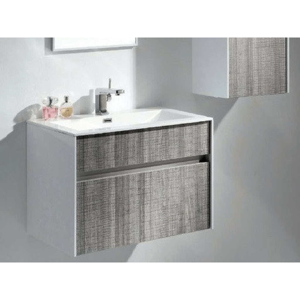 Eviva Ashy 24" Wall Mount Modern Vanity Set High Gloss Ash Gray with White Integrated Sink Vanity Eviva 