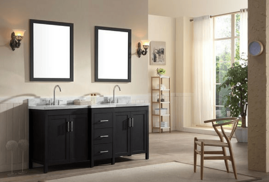 ARIEL Hollandale 73" Double Sink Bathroom Vanity Set in Black Vanity ARIEL 