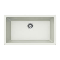 Thumbnail for Houzer CLOUD Quartztone Series Granite Undermount Large Single Bowl Kitchen Sink, White Kitchen Sink - Undermount Houzer 