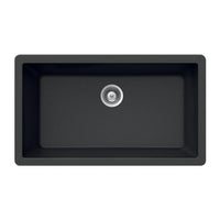 Thumbnail for Houzer MIDNITE Quartztone Series Granite Undermount Large Single Bowl Kitchen Sink, Black Kitchen Sink - Undermount Houzer 