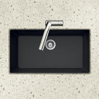 Thumbnail for Houzer MIDNITE Quartztone Series Granite Undermount Large Single Bowl Kitchen Sink, Black Kitchen Sink - Undermount Houzer 