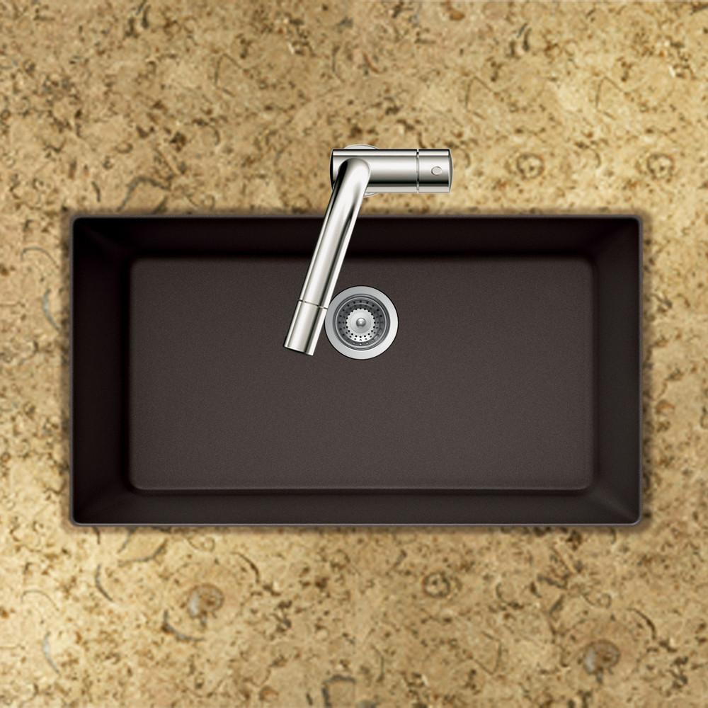 Houzer MOCHA Quartztone Series Granite Undermount Large Single Bowl Kitchen Sink, Mocha Kitchen Sink - Undermount Houzer 