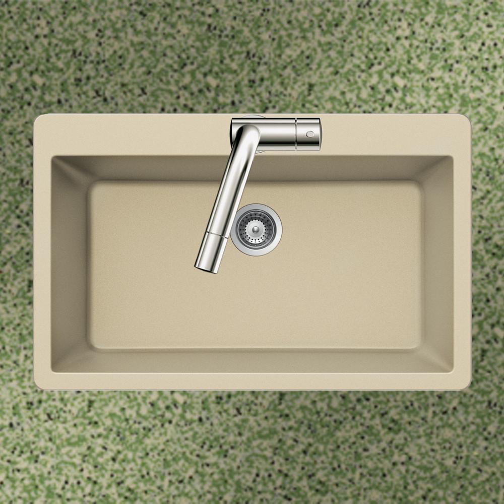 Houzer SAND Quartztone Series Granite Topmount Large Single Bowl Kitchen Sink, Sand Kitchen Sink - Topmount Houzer 
