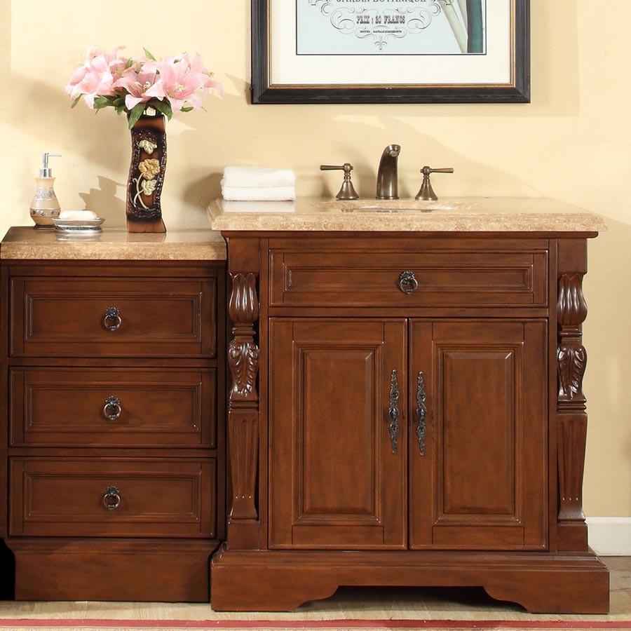 Silkroad 55.5" Traditional Single Sink Bathroom Vanity Vanity Silkroad Exclusive 