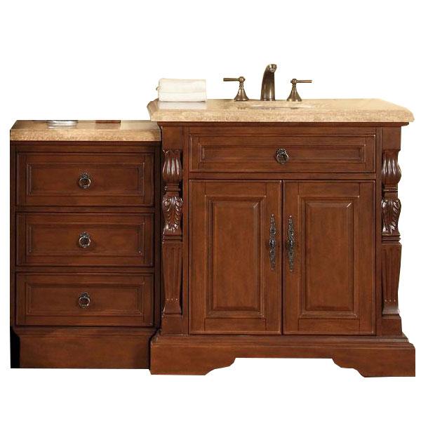 Silkroad 55.5" Traditional Single Sink Bathroom Vanity Vanity Silkroad Exclusive 