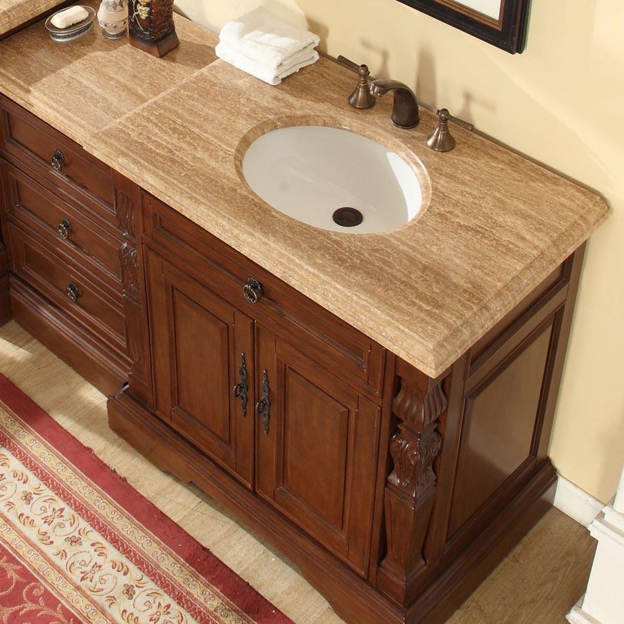 Silkroad 55.5" Traditional Single Sink Bathroom Vanity Vanity Silkroad Exclusive 