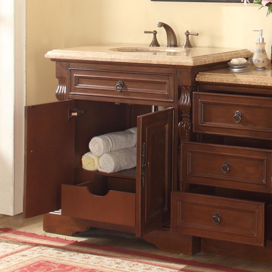 Silkroad 55.5" Traditional Single Sink Bathroom Vanity Vanity Silkroad Exclusive 
