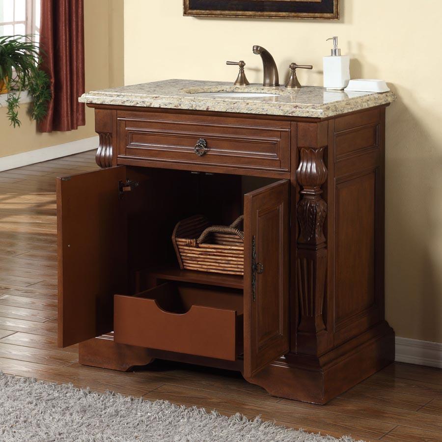 Silkroad 36" Traditional Single Sink Bathroom Vanity Vanity Silkroad Exclusive 