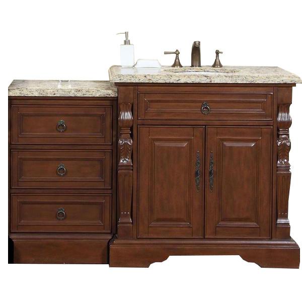 Silkroad 55.5" Traditional Single Sink Bathroom Vanity Vanity Silkroad Exclusive 
