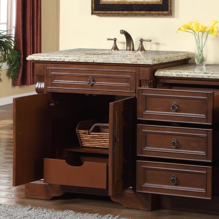 Silkroad 55.5" Traditional Single Sink Bathroom Vanity Vanity Silkroad Exclusive 