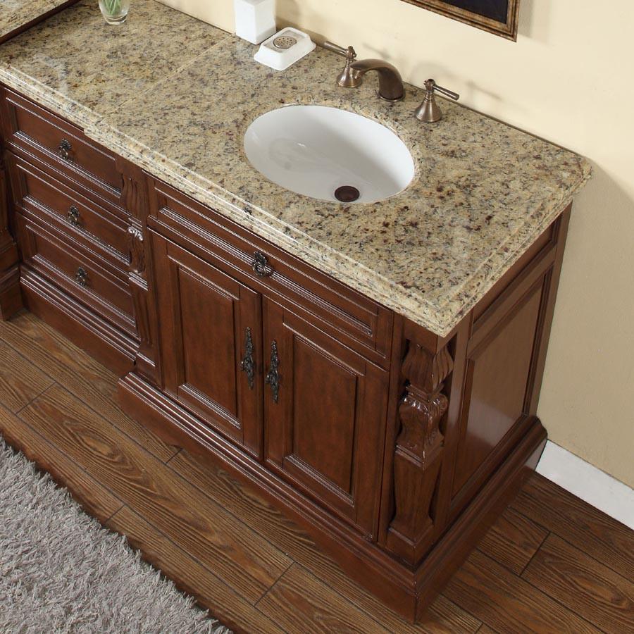 Silkroad 55.5" Traditional Single Sink Bathroom Vanity Vanity Silkroad Exclusive 