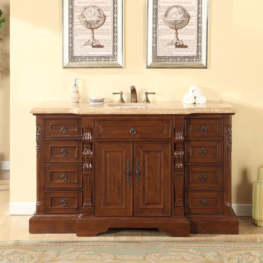 Silkroad 60" Traditional Single Sink Bathroom Vanity Vanity Silkroad Exclusive 