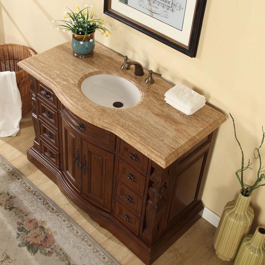 Silkroad 48" Traditional Single Sink Bathroom Vanity Vanity Silkroad Exclusive 