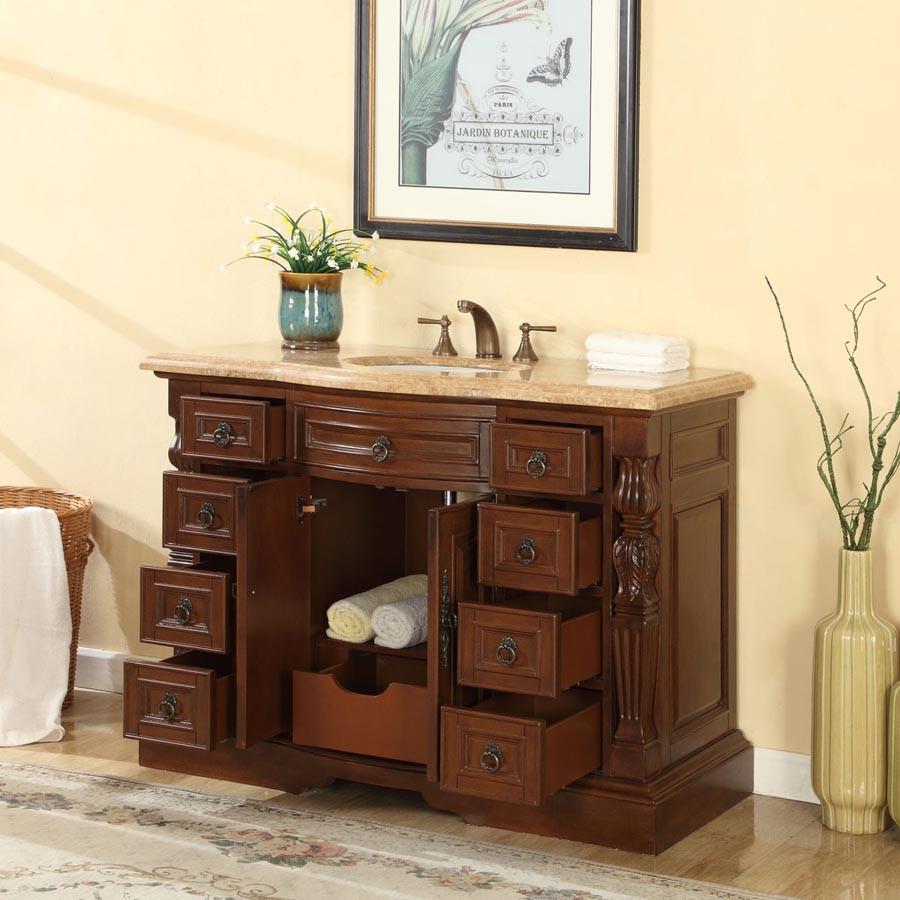 Silkroad 48" Traditional Single Sink Bathroom Vanity Vanity Silkroad Exclusive 