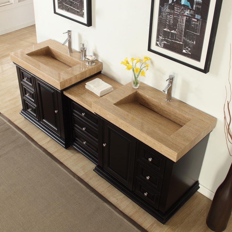 Silkroad 90" Modern Double Sink Bathroom Vanity Vanity Silkroad Exclusive 