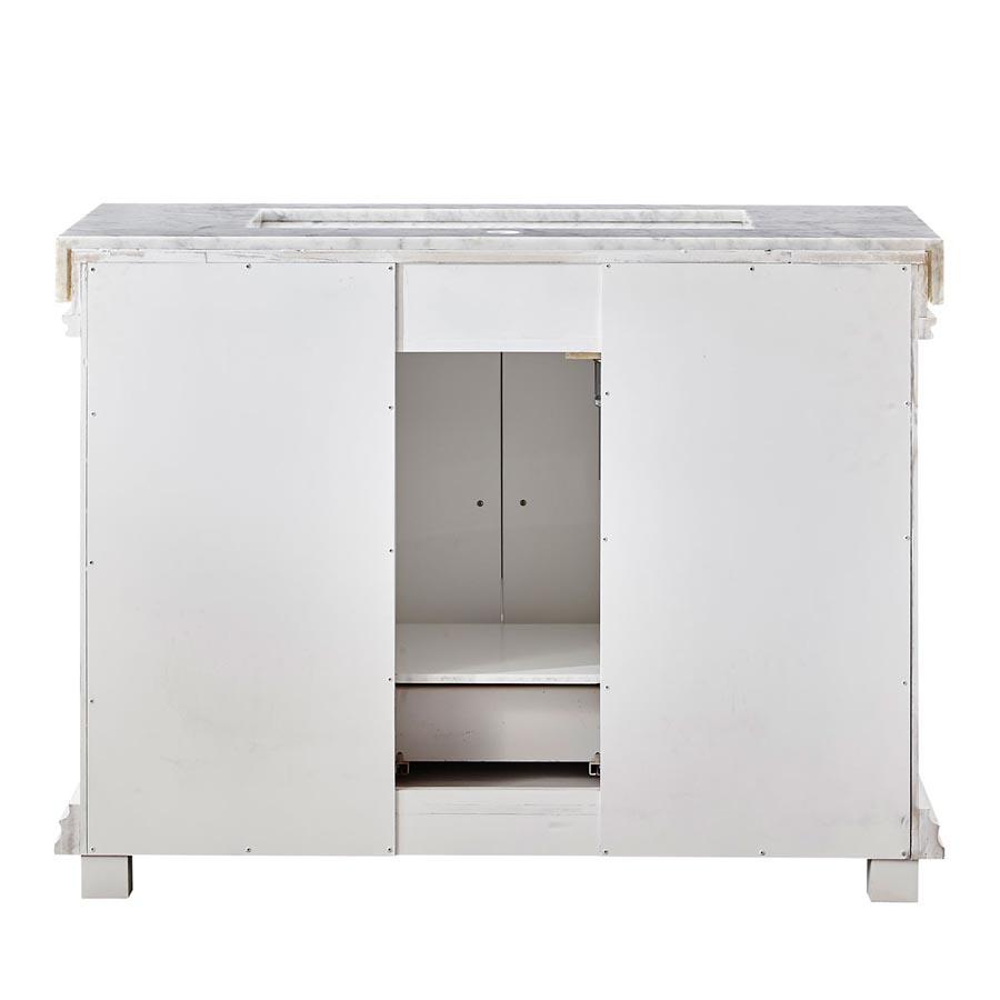 Silkroad 48" White Single Sink Cabinet w/Carrara Marble Top Vanity Silkroad Exclusive 