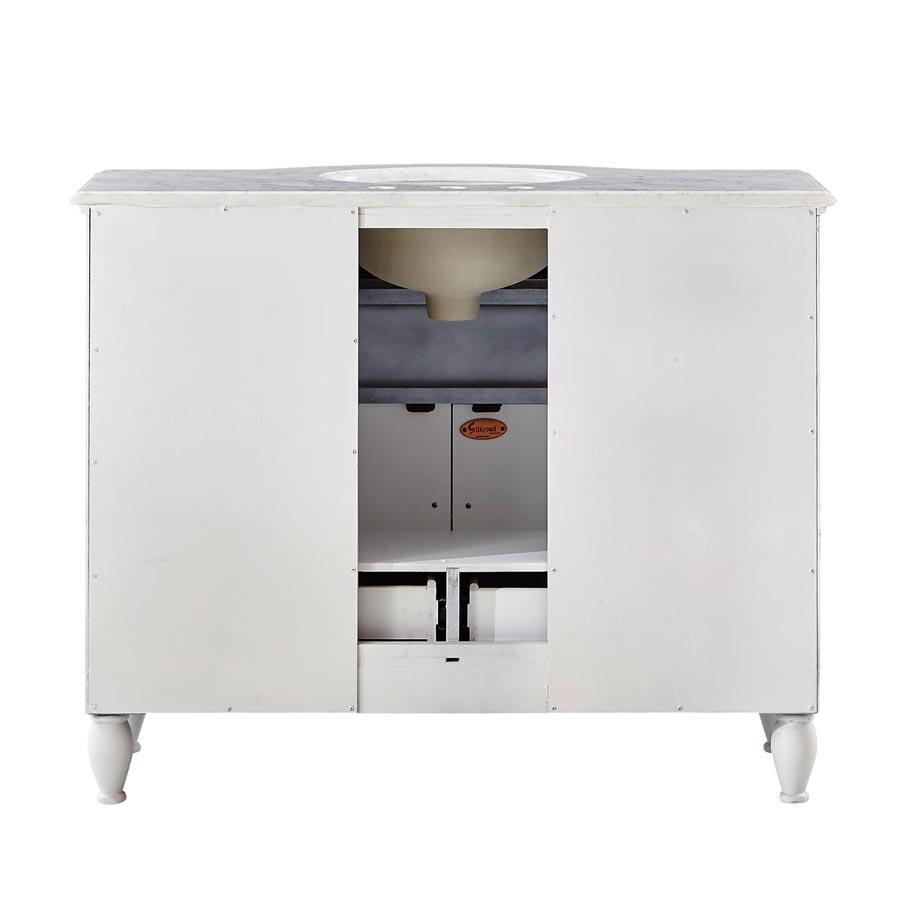Silkroad 45" White Single Sink Cabinet w/Carrara Marble Top Vanity Silkroad Exclusive 