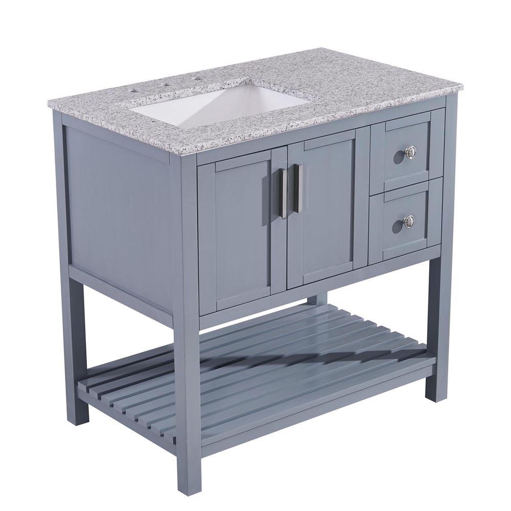 Silkroad 36" Single (Left) Sink Gray Cabinet Vanity Silkroad Exclusive 