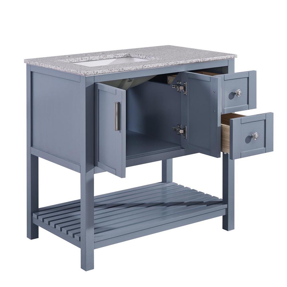 Silkroad 36" Single (Left) Sink Gray Cabinet Vanity Silkroad Exclusive 
