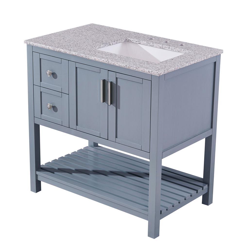 Silkroad 36" Single (Right) Sink Gray Cabinet Vanity Silkroad Exclusive 