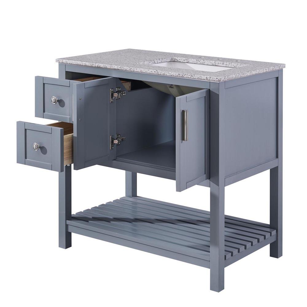 Silkroad 36" Single (Right) Sink Gray Cabinet Vanity Silkroad Exclusive 