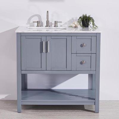Silkroad 36" Single (Left) Sink Gray Cabinet Vanity Silkroad Exclusive 