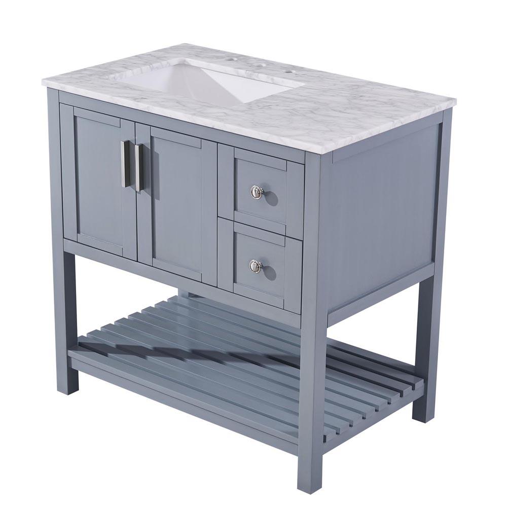 Silkroad 36" Single (Left) Sink Gray Cabinet Vanity Silkroad Exclusive 