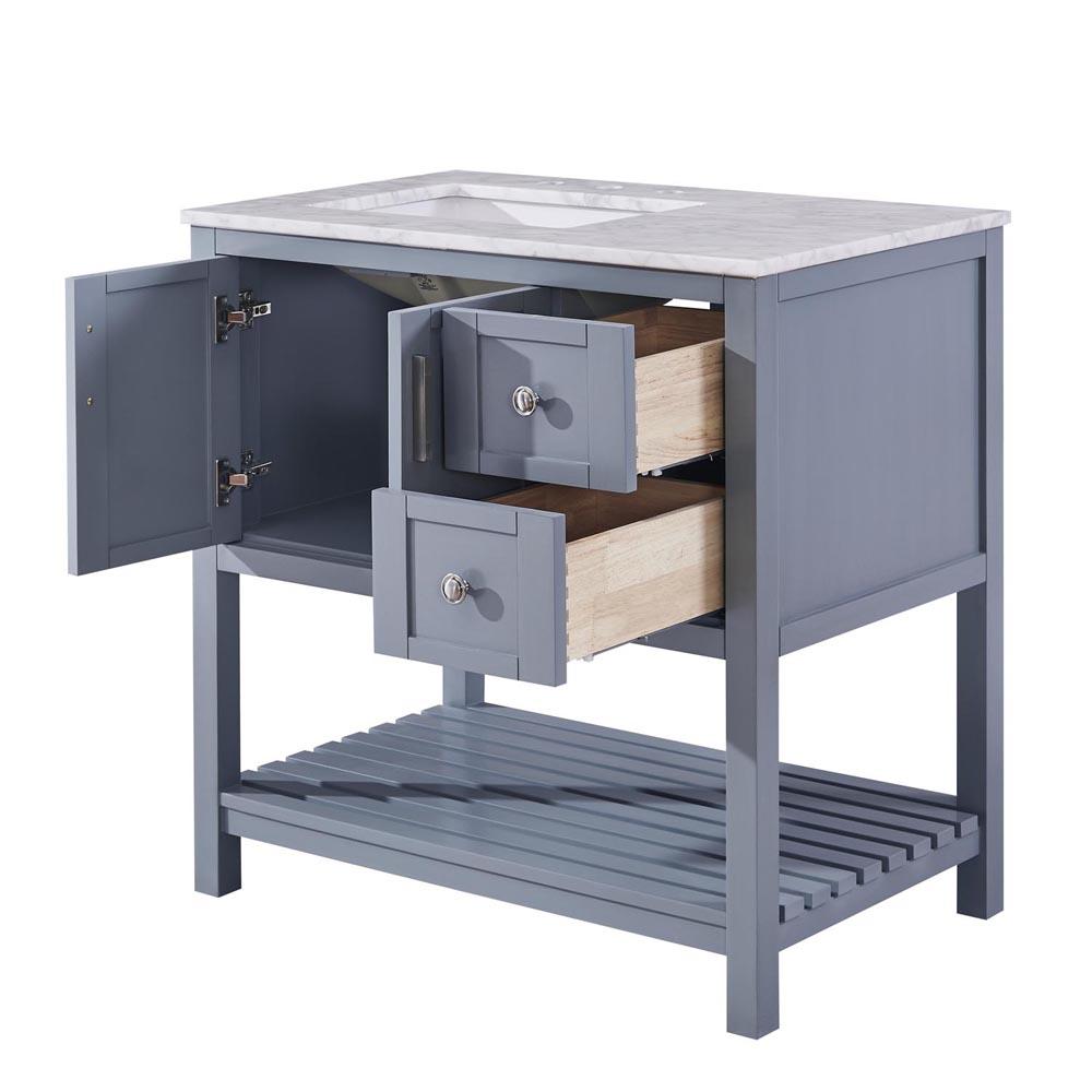 Silkroad 36" Single (Left) Sink Gray Cabinet Vanity Silkroad Exclusive 