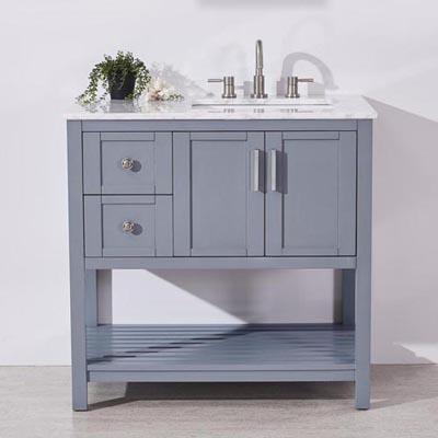 Silkroad 36" Single (Right) Sink Gray Cabinet Vanity Silkroad Exclusive 