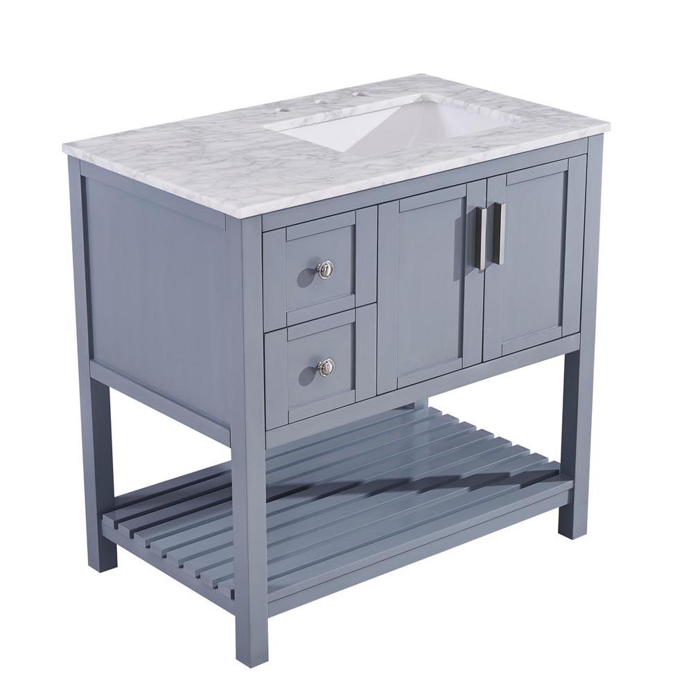 Silkroad 36" Single (Right) Sink Gray Cabinet Vanity Silkroad Exclusive 